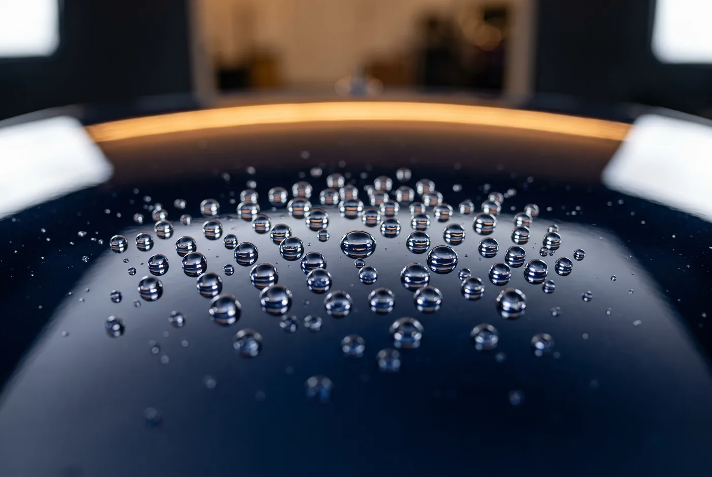 Wasserperlen auf versiegeltem Lack (Symbolbild)